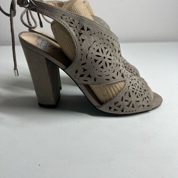 GUESS "Tommie" Light Brown Peep Toe Platform Heel Shoes Size 7,5 - Picture 5 of 11